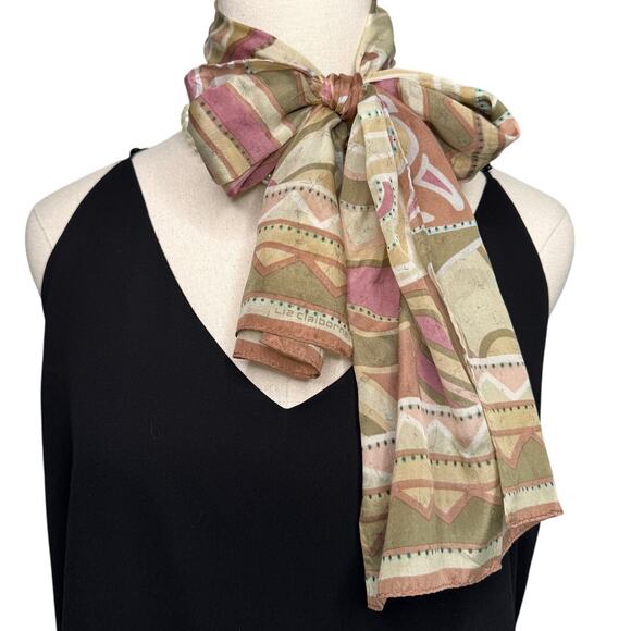 Vintage Liz Claiborne pastel Southwestern abstract print long scarf 10x52" - Picture 4 of 7